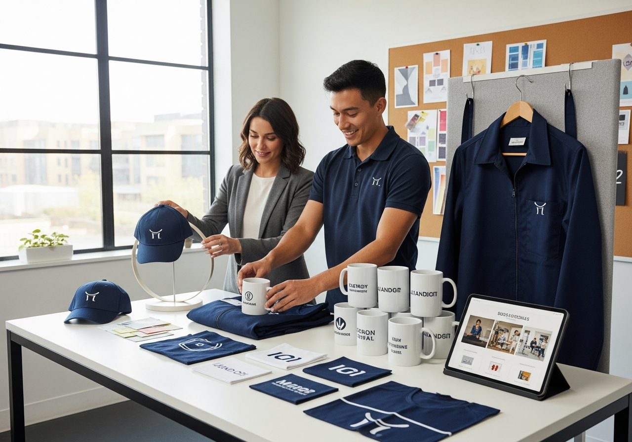 Marketing team collaborating, laptop showing LMAP dashboard, modern office setting, natural light