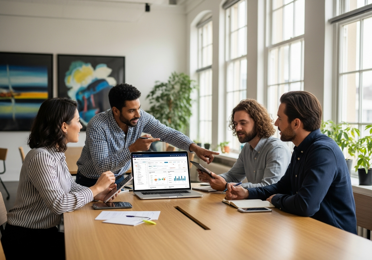 Marketing team collaborating with LMAP dashboard